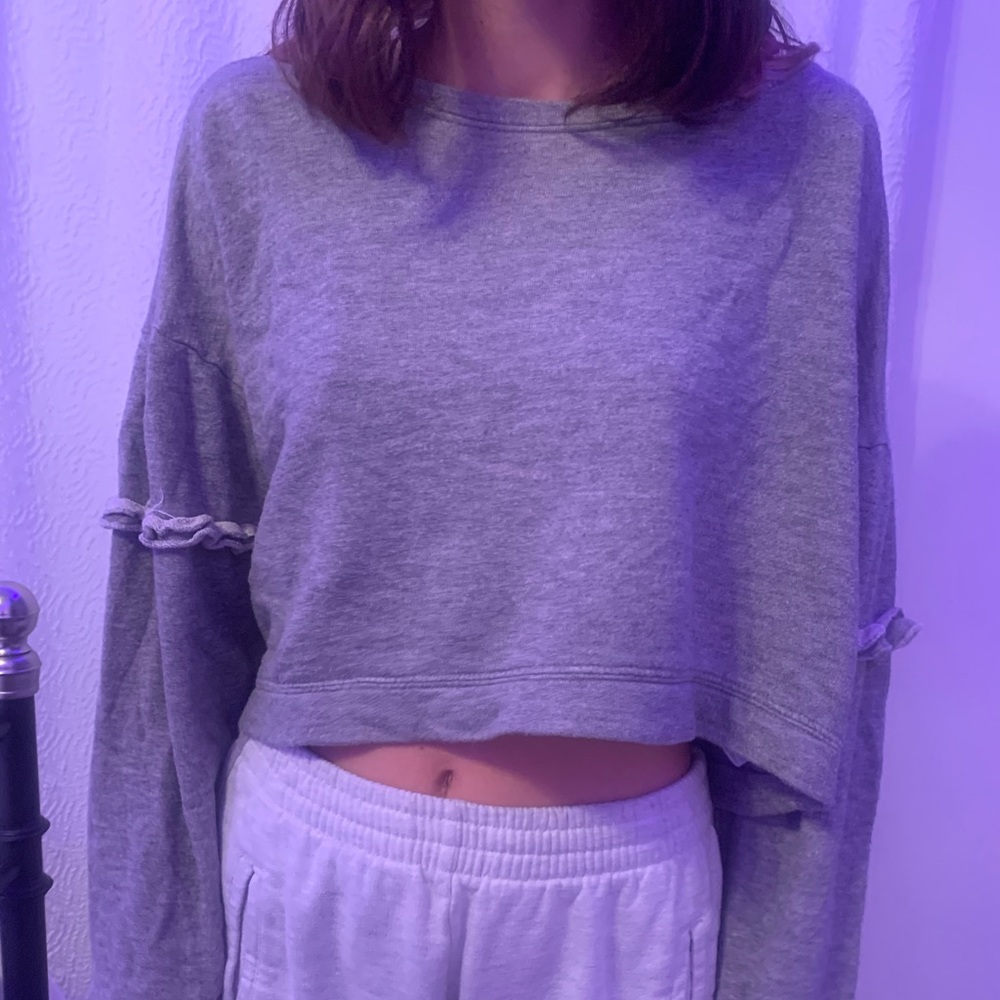 GREY NORDSTROM CROPPED SWEATER